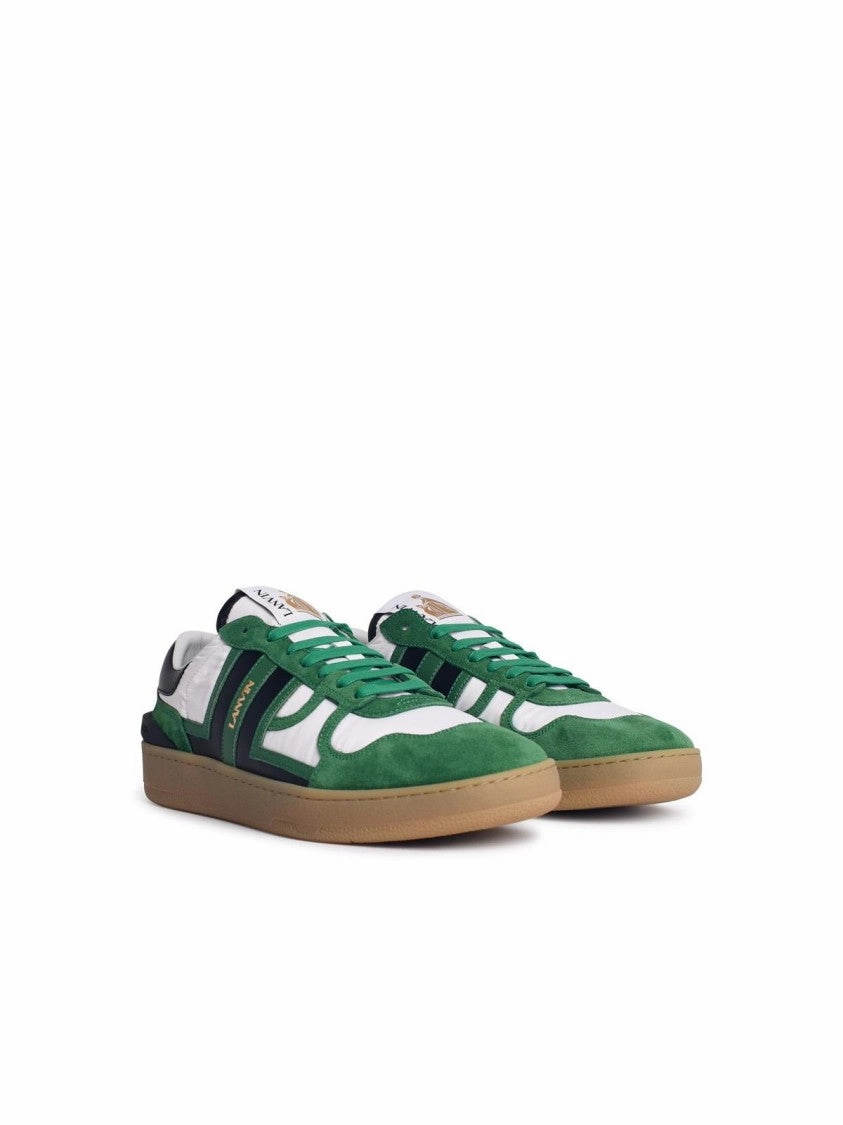 'Clay' Green Leather Blend Sneakers
