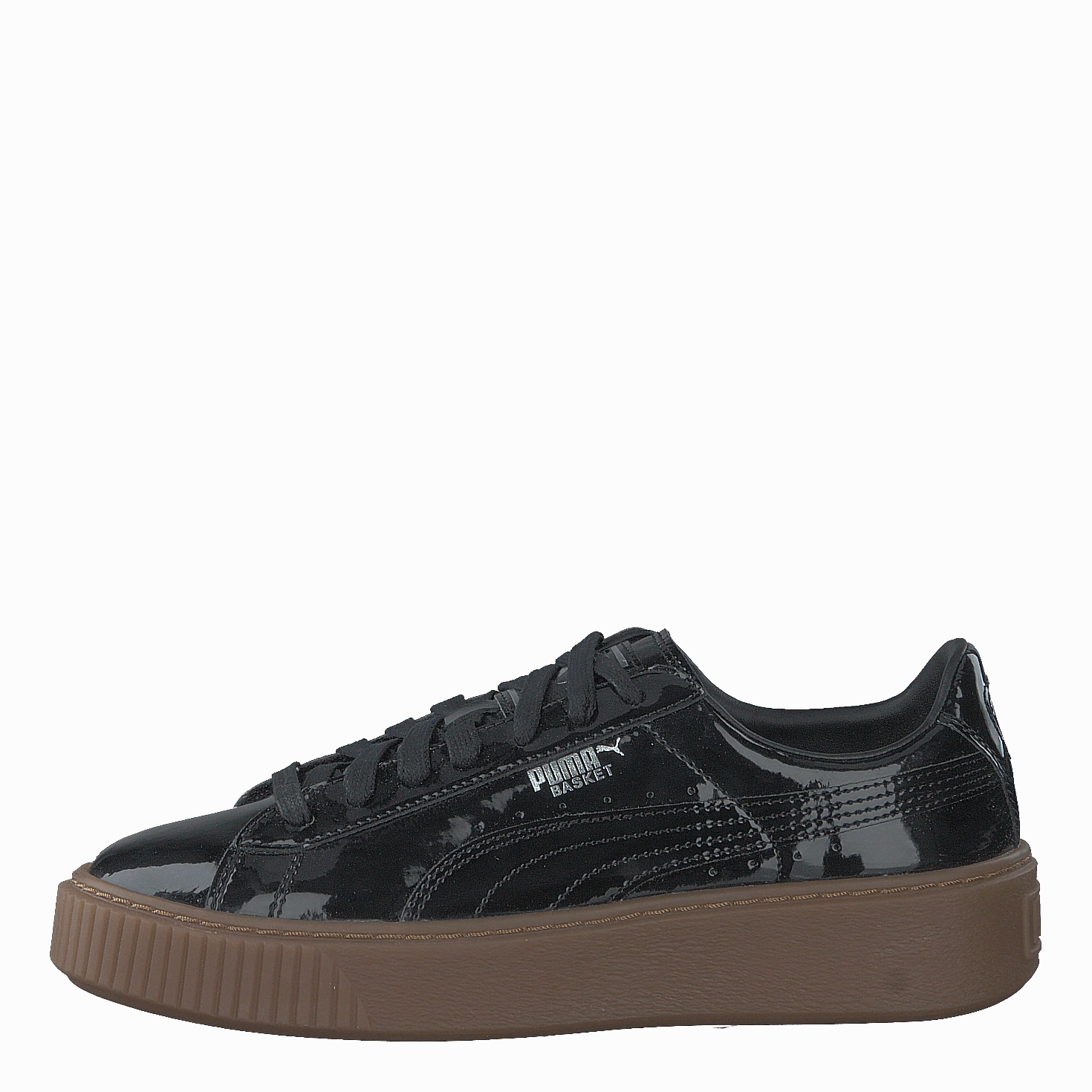 Basket Platform Patent Sneaker Black