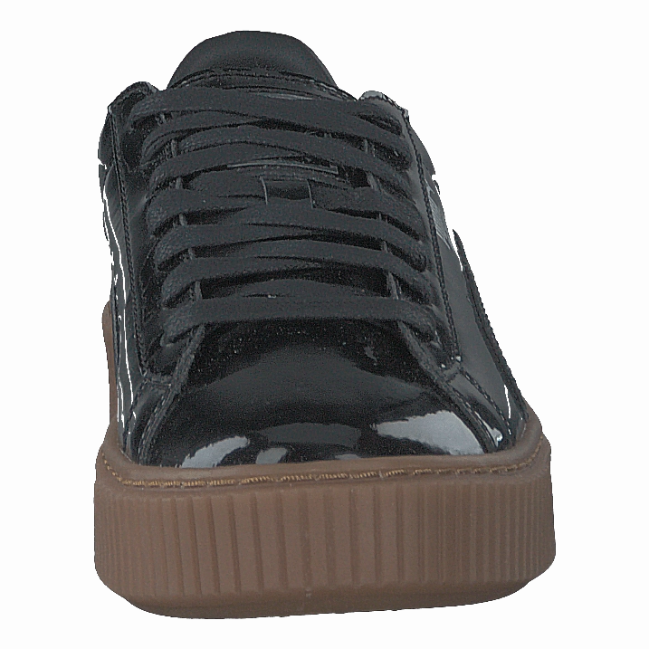 Basket Platform Patent Sneaker Black