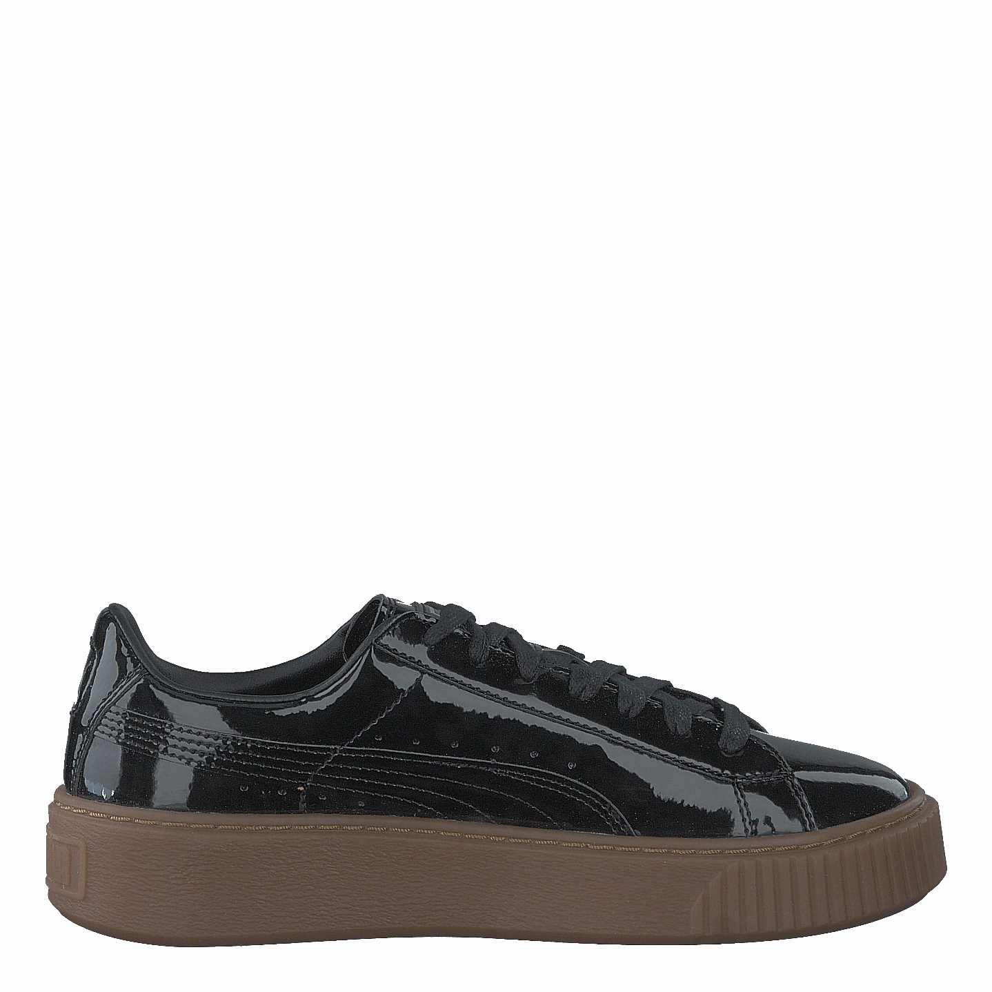 Basket Platform Patent Sneaker Black