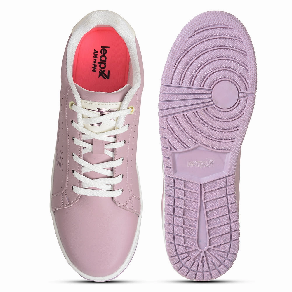 Leap7x Peach Casual Lacing Sneakers For Women ALLURE-1 By Liberty