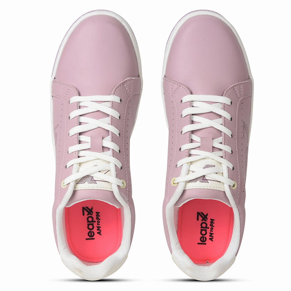 Leap7x Peach Casual Lacing Sneakers For Women ALLURE-1 By Liberty