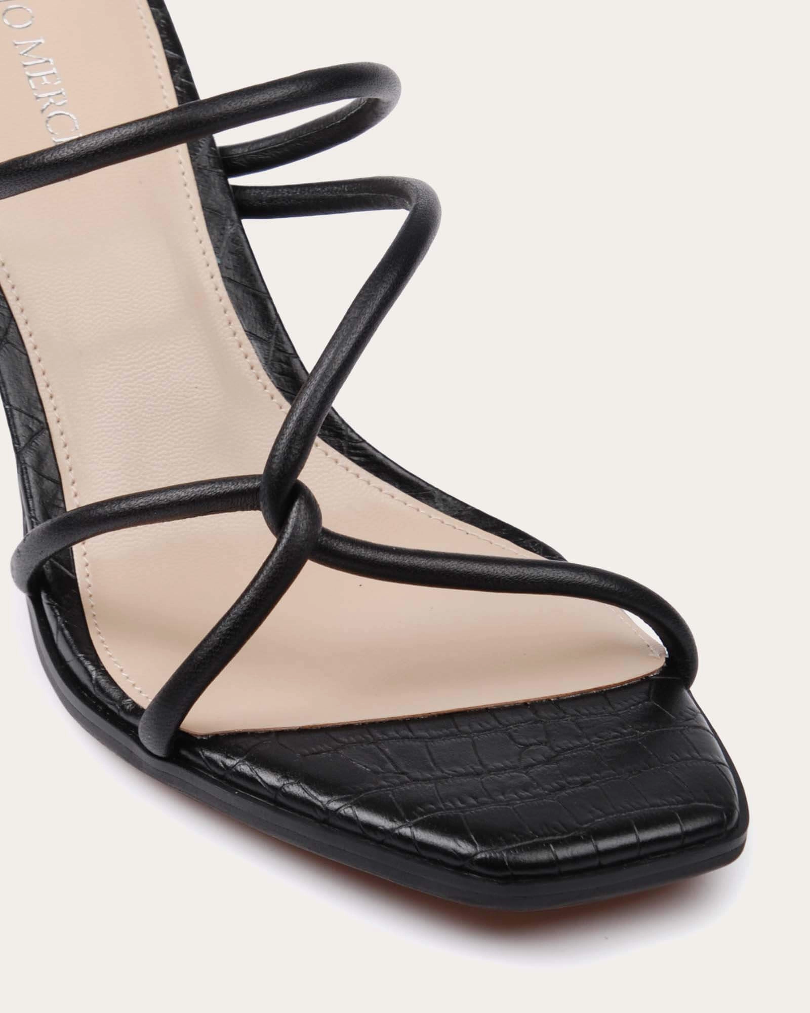 NOVI MID HEEL SANDALS BLACK LEATHER