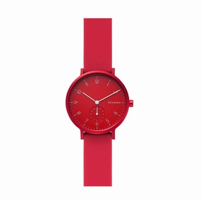 SKAGEN SKW2765 Aaren Red Silicone Quartz Minimalist Unisex Watch