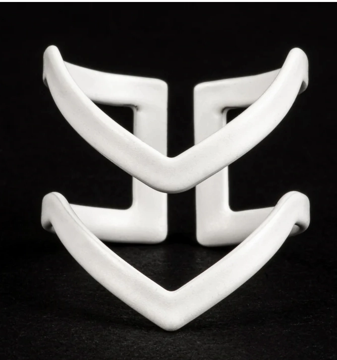 White Double Chevron Ring