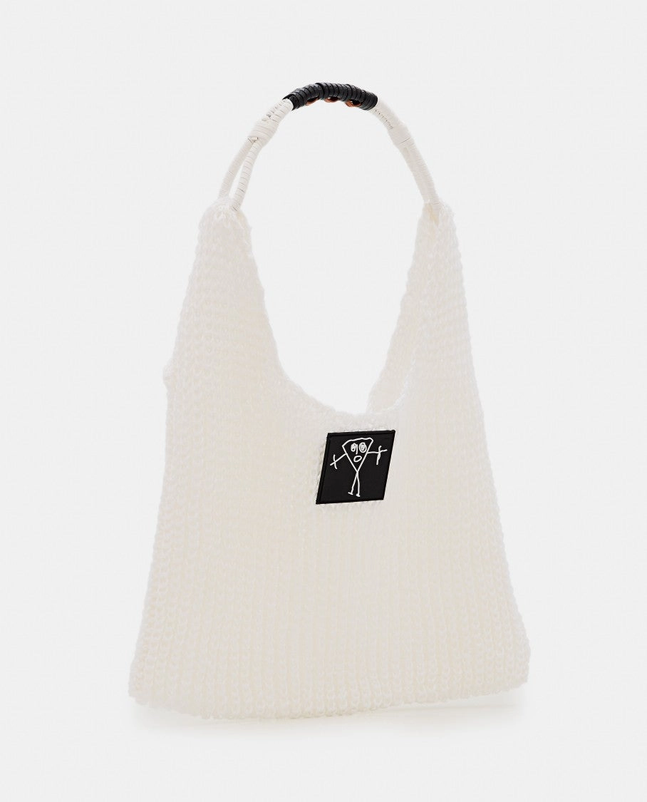 White Mesh Design Shopper Bag